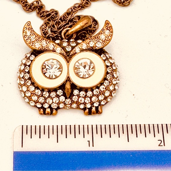 Owl Rhinestone Pendant on Long Chain - Picture 15 of 15